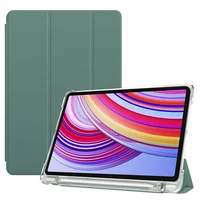 Funda de cuero para Xiaomi Poco Pad Redmi Pad Pro 2024, funda de 12,1 pulgadas, portalápices, soporte con tapa, funda magnética trasera de TPU suave para tableta