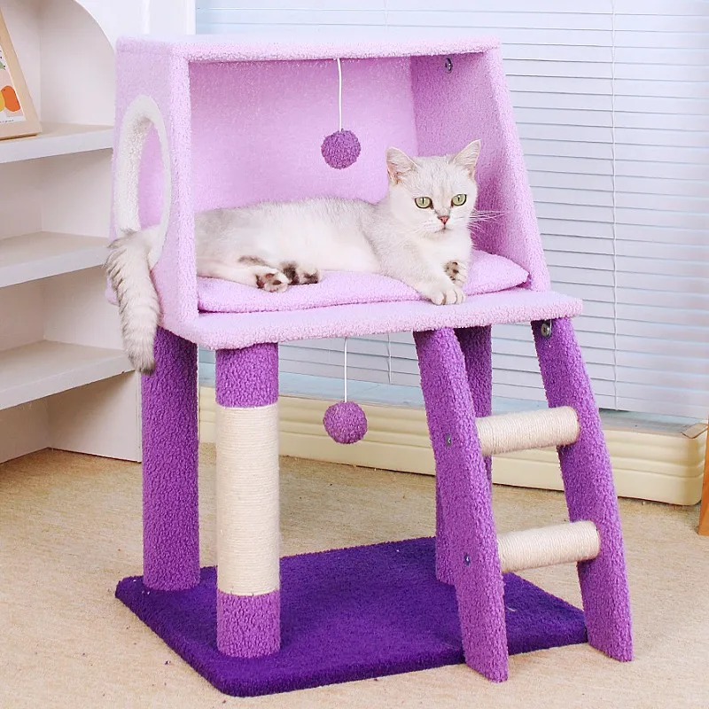 Katzen-Klettergerüst Katzenhaus Kratzbaum Sisal-Säule Kratzmöbel für Katzen Kratzturm Niedliches Katzen-Sprungnest Haustiermöbel