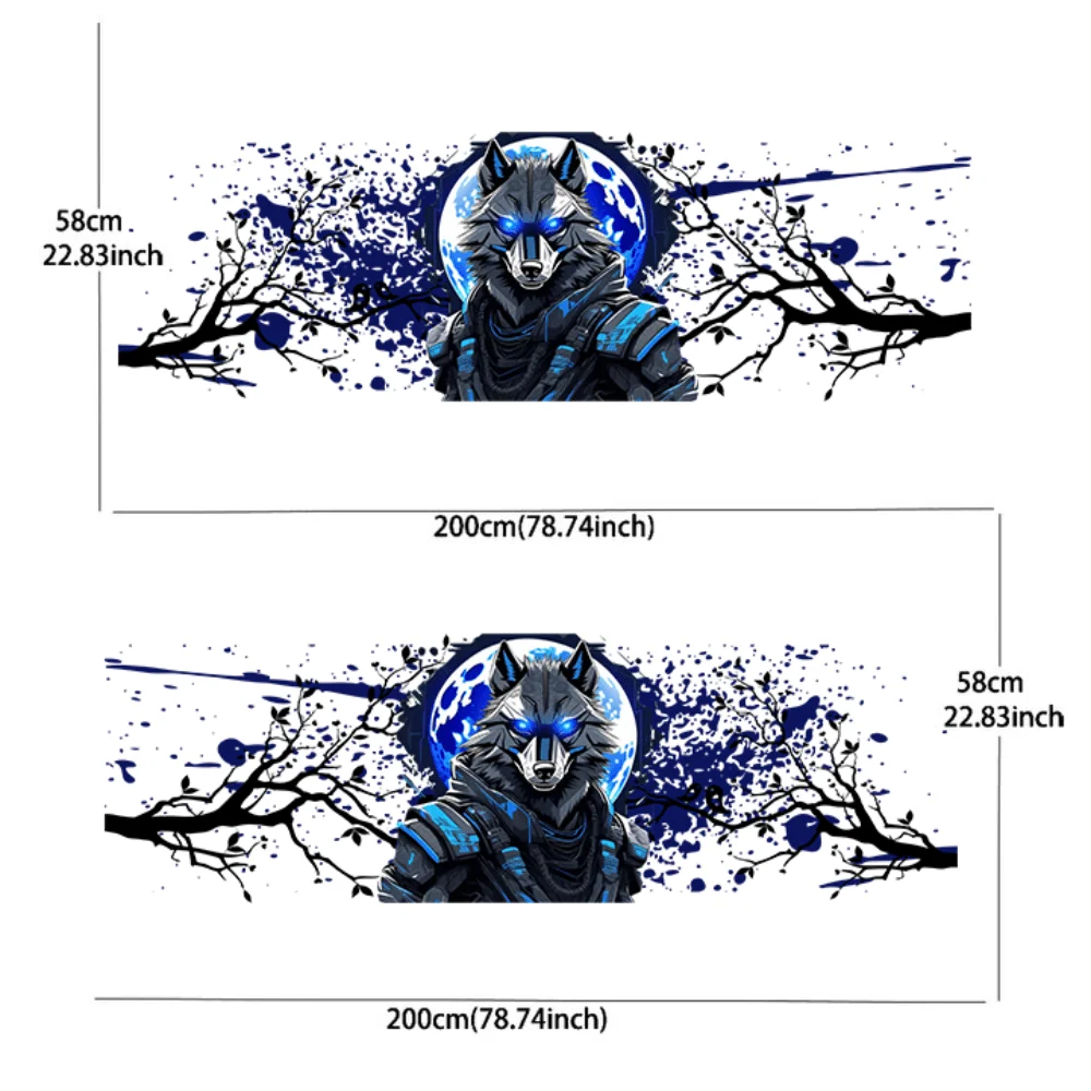 2PCS Cold Wolf sticker with full body floral decoration covering scratches to protect car stickers waterproof before the full mo