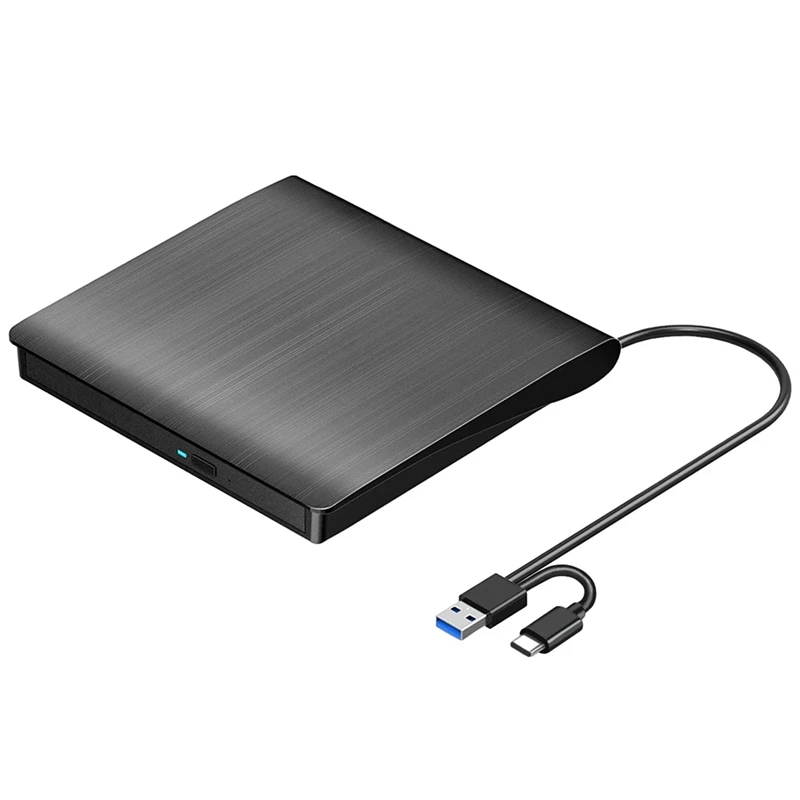 External CD DVD +/-RW Drive, USB 3.0 & USB-C Portable CD & DVD ROM Burner Player Reader Writer Rewriter Disc Drive