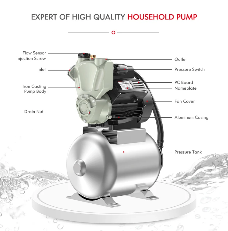 مضخة معززة لضغط المياه ذاتية التحضير من RHEKEN مع خزان من الفولاذ المقاوم للصدأ #2