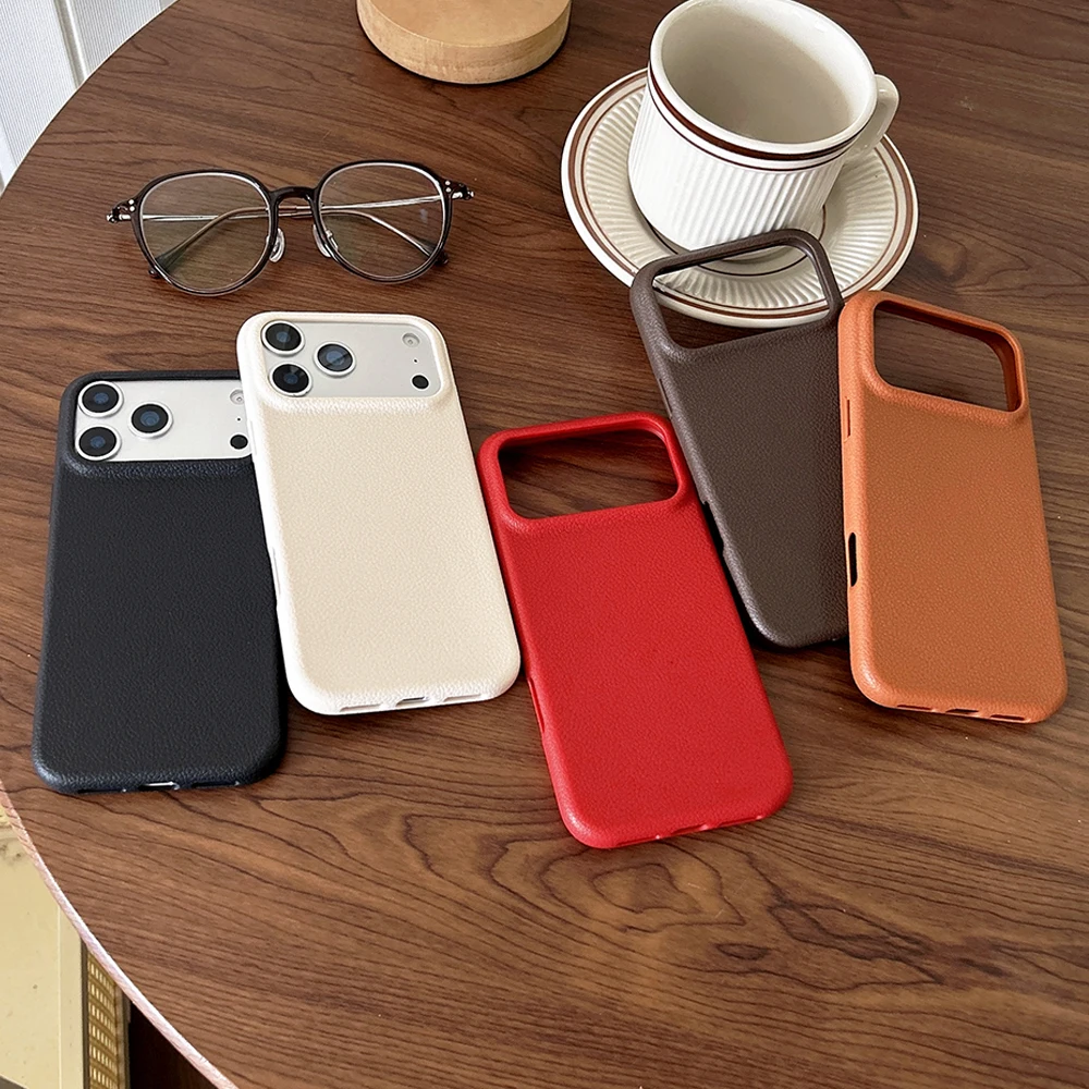 Luxury Business Leather Texture Phone Case For iPhone 17 Pro Max 17 Air 16 Plus 15 14 13 12 11 Pro Max Shockproof Cover Shell - náhled 2