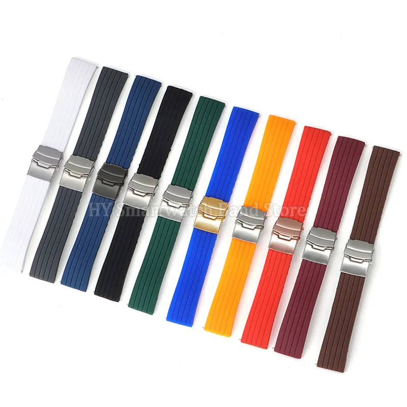 18mm 20mm 22mm 24mm Quick Release Silicone Watch Band for Seiko for Omega for Huawei Watch GT2/3 for Fossil Waterproof Wristband