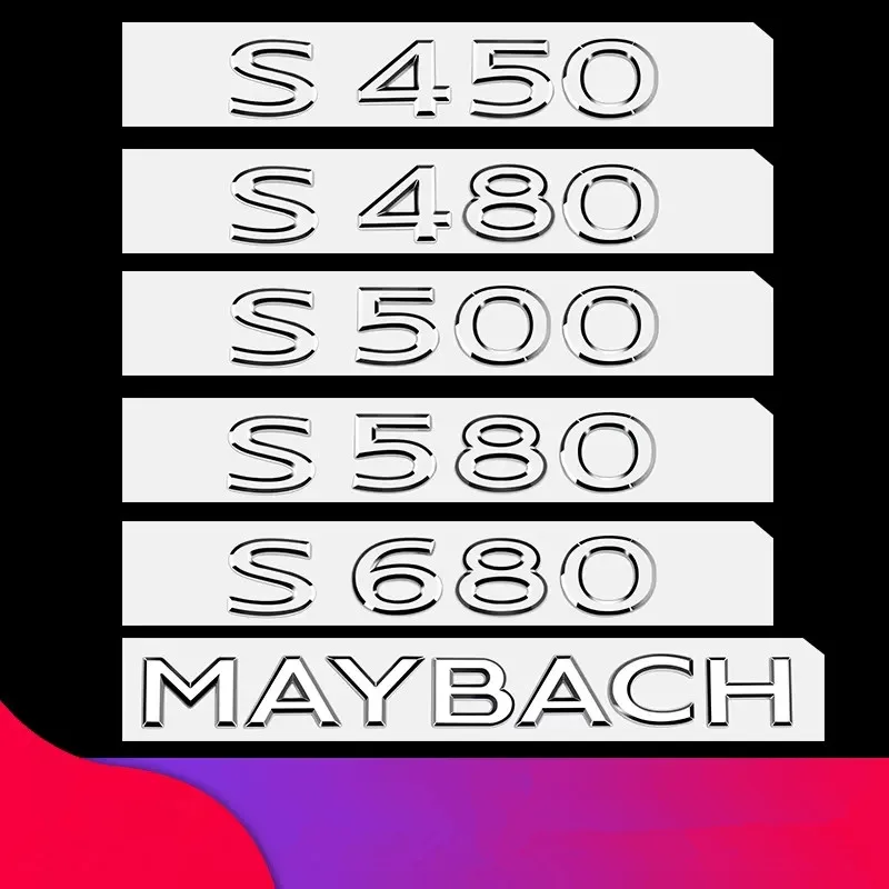 

Car Sticker Trunk Tail Label Badge Letter Number Emblem Decal LOGO for Mercedes Benz S Class S450 S480 S500 S580L S580 S680