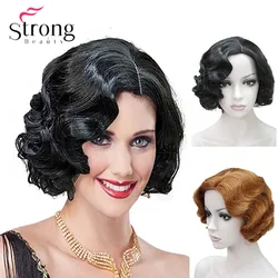 StrongBeauty 1920's Flapper Hairstyles for Women Finger Wave Wigs Retro Style Short Synthetic Wig