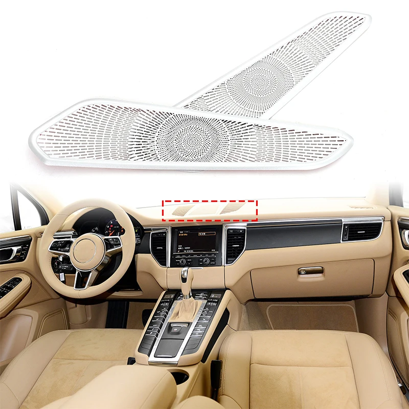 

2 Pcs stainless steel Car center console speaker decorative grille Suitable for Porsche MACAN 2014+