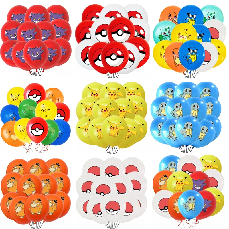 Pokemon Birthday Party Decorations Poké Ball Disposable Plate Cup Tableware Backdrop For Boy Kids Party Supplies Foil Balloons