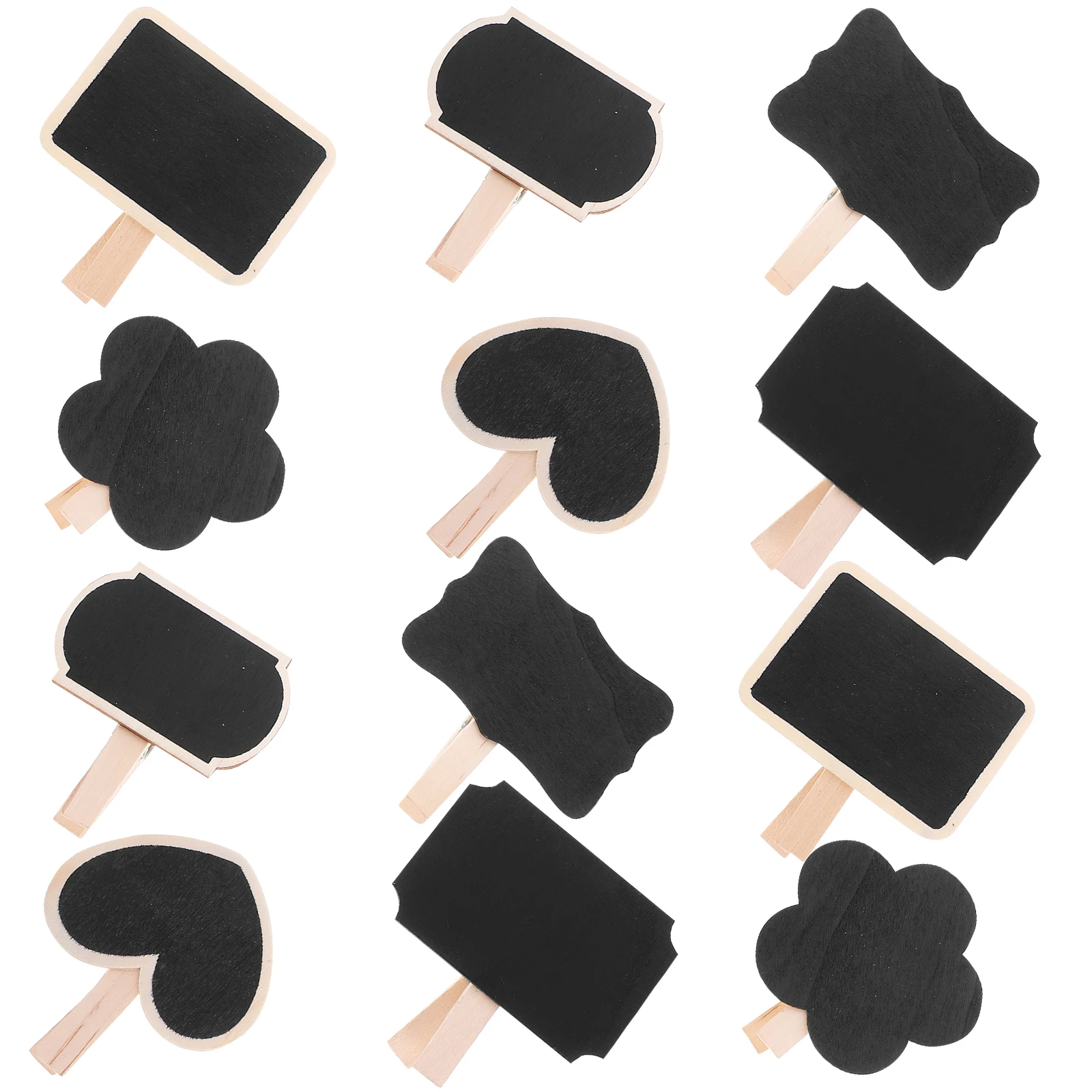

30pcs Mini Chalkboard Signs Wooden Blackboard Clips Bill Labels Clip on Clamps Reusable Various Styles