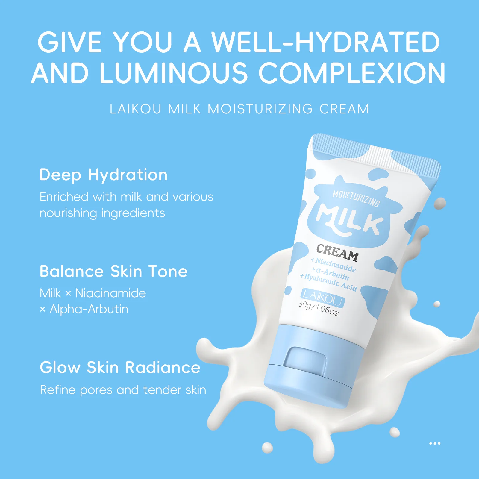 

LAIKOU Milk Face Cream Collagen Facial Cream Smoothing Moisturizing Facial Essence Nourishing Oil Control Facial Skin Care 30g