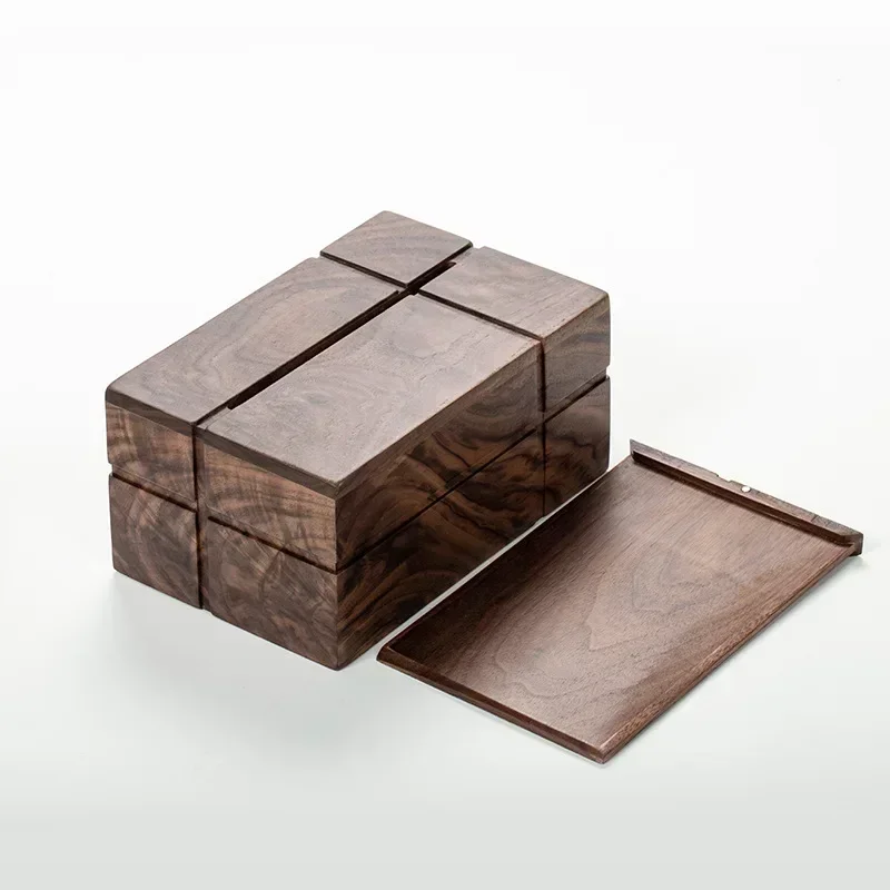 

Nordic creative black walnut paper box solid wood tissue box Japanese living room wooden multifunctional storage box