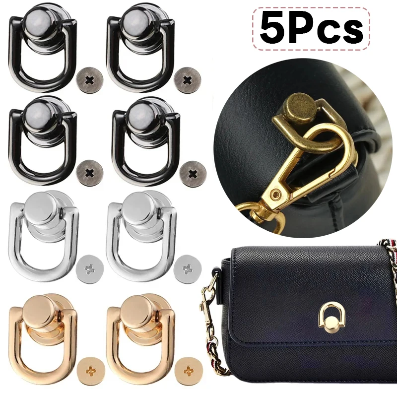 D Anel Saco Side Clip Fivelas, Metal Duplo D Fivela, Handbag Cadeia Alças, Conector Bag Strap, Acessórios de Hardware, DIY, 5Pcs