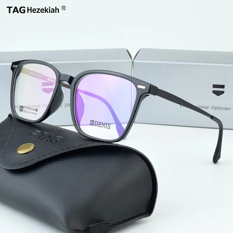 TAG Hezekiah TR90 Glasses Frame Men Ultra Light Square Fashion Eyeglasses Pure Titanium Optical Prescription spectacle Women Men