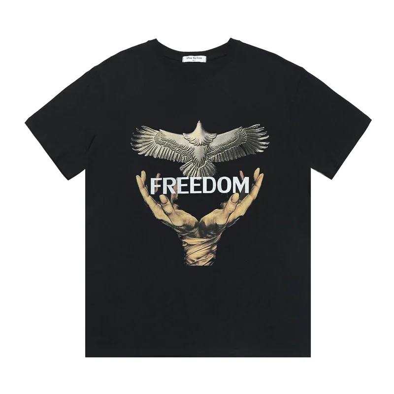 Young long live the priceless faith of freedom Printed 100% Cotton Short Sleeve Men's T-shirt hip hop women tee Clothes Tops