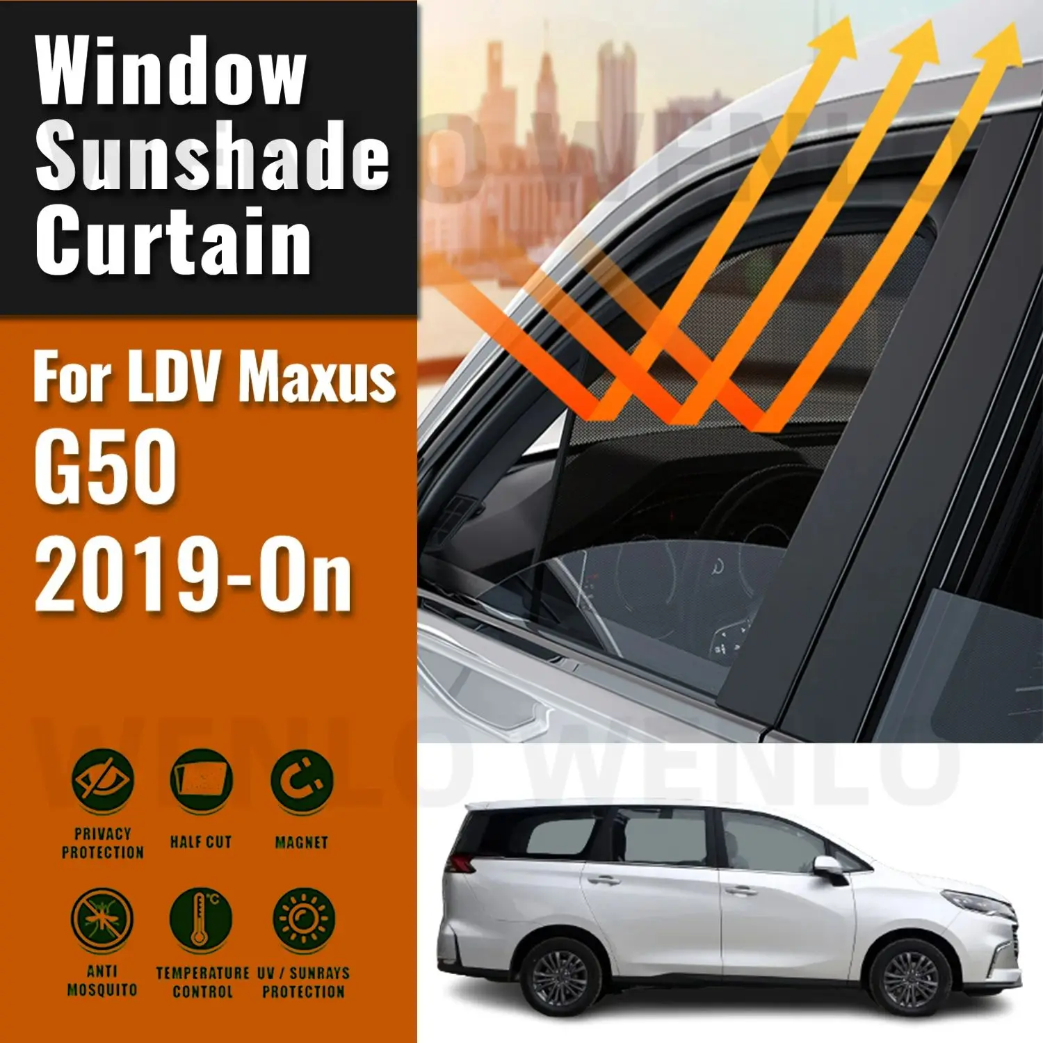 

For LDV Maxus G50 2019 2020 2021 2022 2023 Magnetic Car Sunshade Front Windshield Frame Curtain Rear Side Window Sun Shade Visor