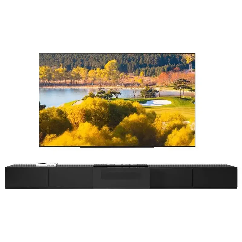 New modern simple laser hidden automatic telescopic table integrated floor TV cabinet