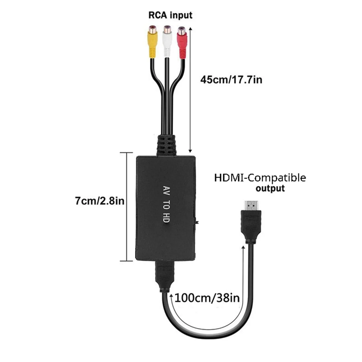 Convertidor Compatible con AV a HDMI, Audio y vídeo, adaptador Compatible con HDMI y A47Q