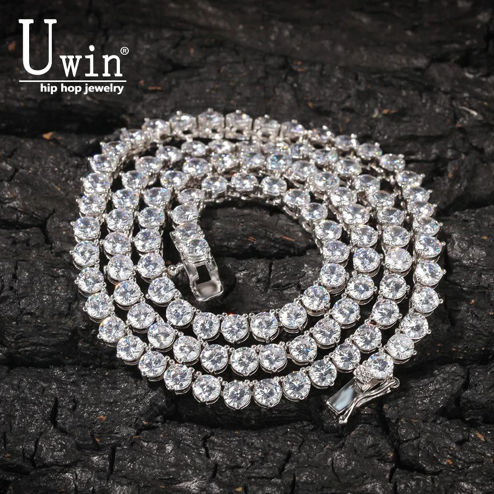 Uwin HipHop Claw Setting Round Zircon Tennis Necklace Single Row Iced Out Chain ForMen Rapper Fashion Daily Wear Wedding Jewelry