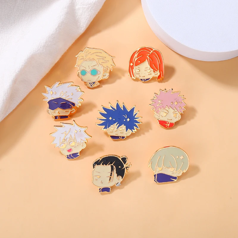 Jujutsu Kaisen Chibi Enamel Pins Gojo Satoru Itadori Yuji Custom Brooches Lapel Badges Cartoon Funny Jewelry Gift for Friends