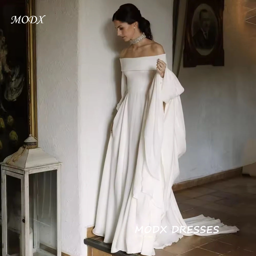 MODX Customized Boat Neck Elegant Wedding Dresses 2026 A Line 3/4 Sleeves Bridal Party Gown Civil Wedding Evening Dress Bride ﻿