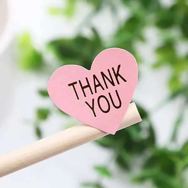 100pcs/lot Thank You Pink Heart Paper Seal Sticker For Handmade Products DIY Bakery Stickers Label Adhesive Stationery(SS-1795)