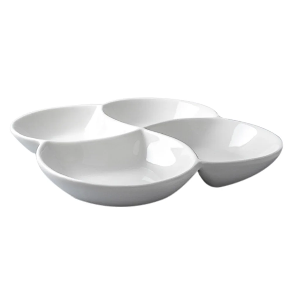 

Multi-Grid Snack Plate White Polished Smooth Surface Snack Holder Dried Fruit Plate Candy Tray Household Food Storage Dish