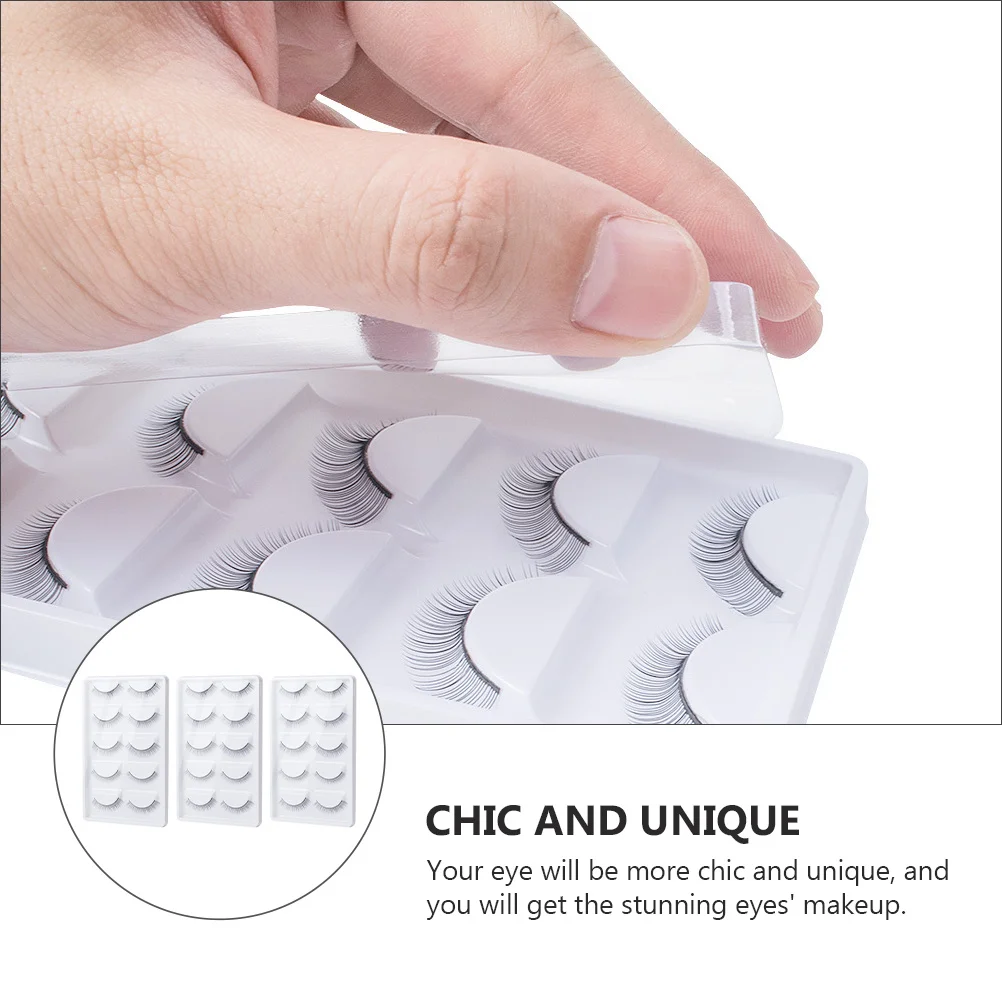 

3Sets Practice Fake Eyelashes Long Black Natural Look False Lashes for Weddings Parties Photography Makeup Eyelash Extension