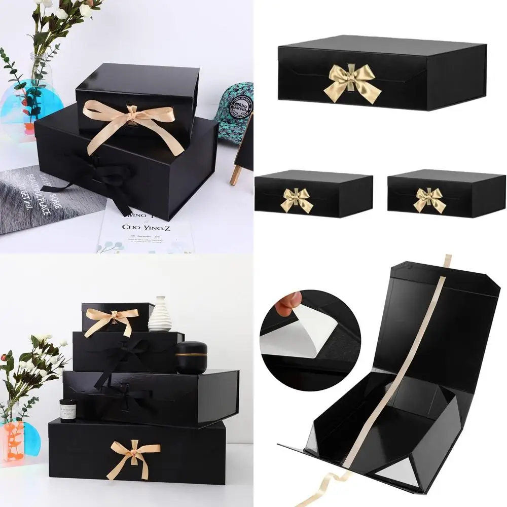 

Large Glossy Black Gift Box with Magnetic Lid, 16x14x5.3 Inches, Ideal for Groomsmen Proposals and Storing Clothes