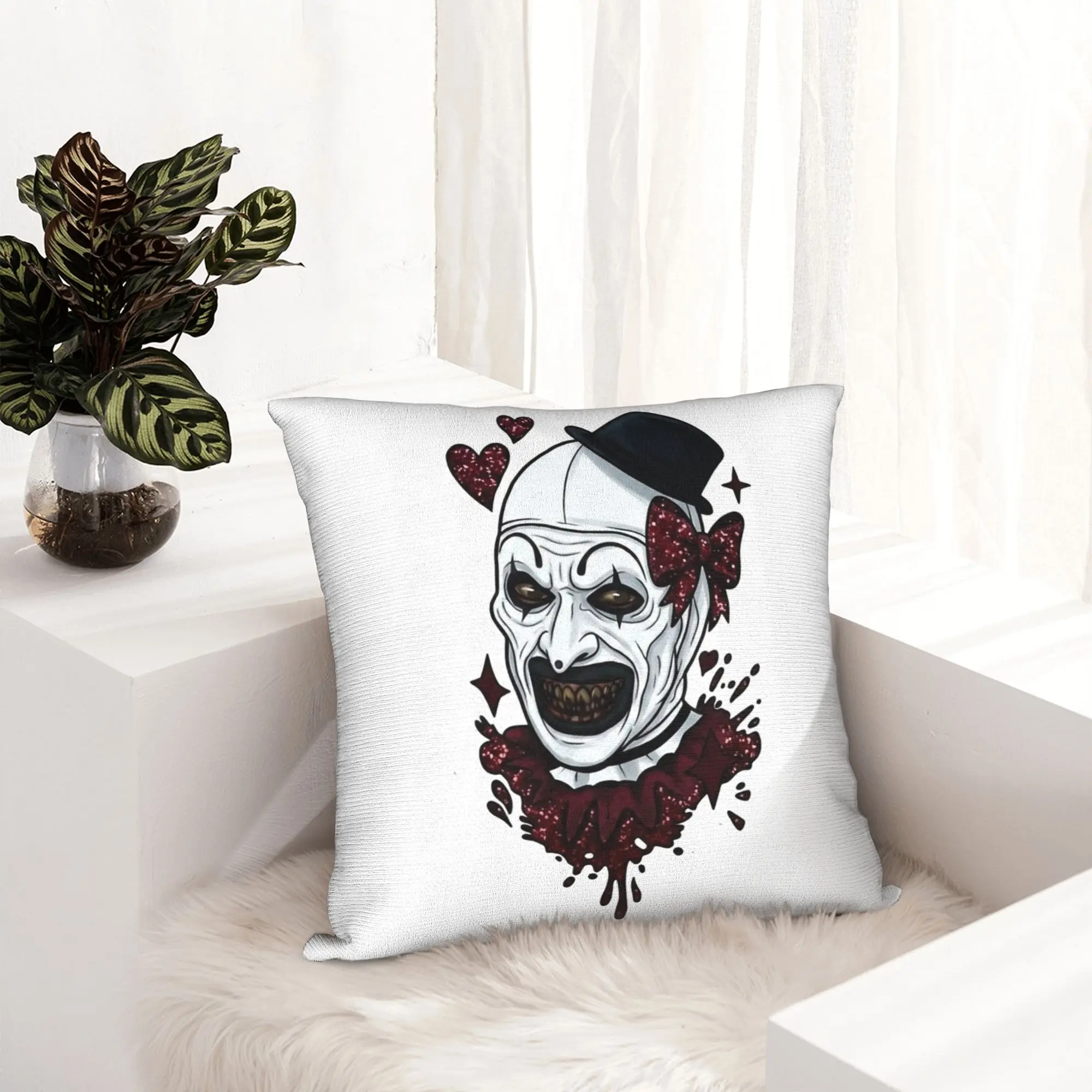 Terrifiers Art The Clown Pillowcase Soft Cushion Cover Decorative Halloween Throw Pillow Case Cover Home Zipper