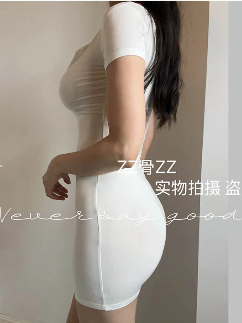 ใหม่ภาษาฝรั่งเศสคํา Elegant PURE Desire สไตล์ผู้หญิง V คอปุ่มแสดงหน้าอกเซ็กซี่กระเป๋าสะโพกชุด T เสื้อชุด O8QO