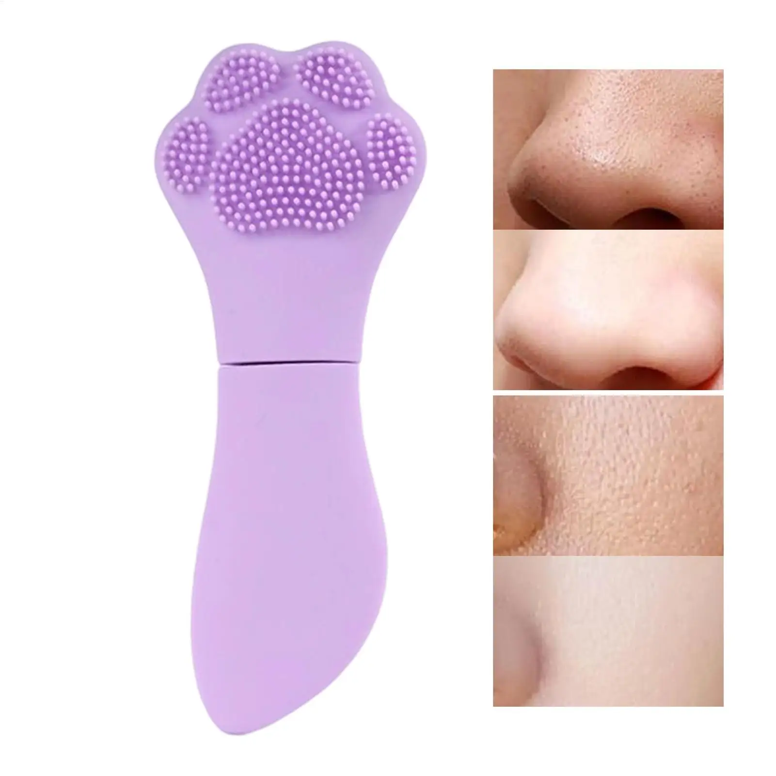 シリコン製猫の爪型ニキビ・黒ずみ除去ブラシ 洗顔ブラシ 鼻用スクレーパーツール 両端クレンジングスクラバー