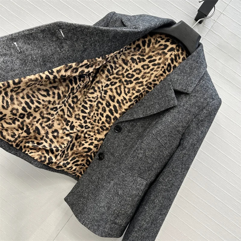 معطف نسائي شتاء جديد 2025 صدر واحد نحيف طية صدر السترة بأكمام طويلة مزيج الصوف بدلة نسائية سترة y2k سترة نسائية #3