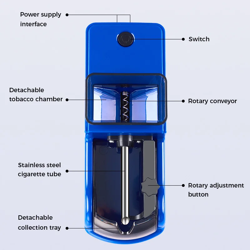 6.5/8mm Tube Electric Cigarette Rolling Machine Cigarette Roller Mini Automatic Tobacco Filling Injector DIY Smoking Accessories