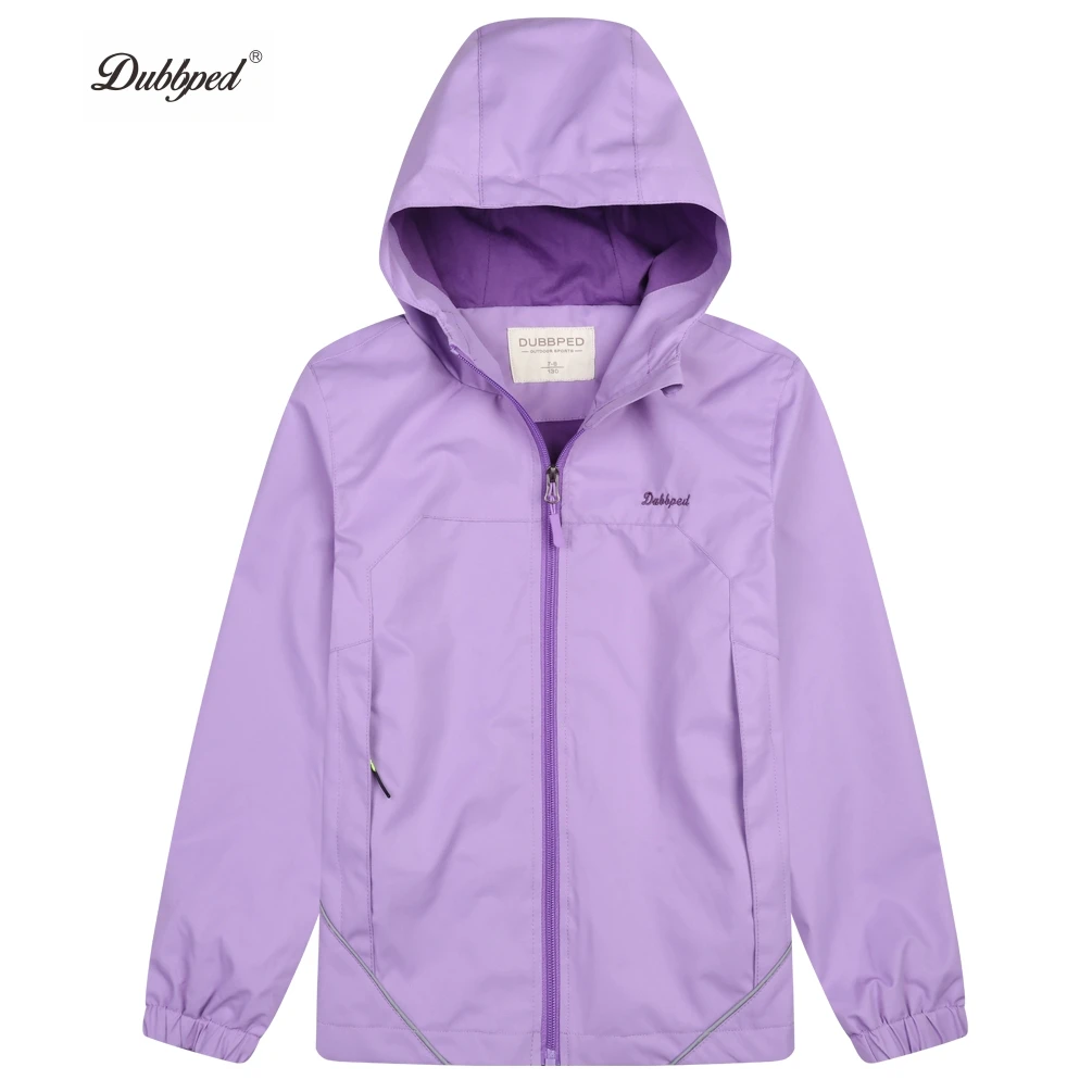 Dubbped Boys Girls Rain Jackets Waterproof Hooded fleece Raincoats Lightweight Windbreakers Outdoor Windbreaker for Kids 5-14Y