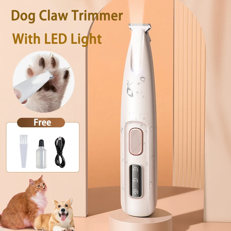 New Dog Paw Trimmer with LED Light Fully Waterproof Pet Hair Trimmer with LED Display Dog Clippers for Grooming 18mm Widen Blade