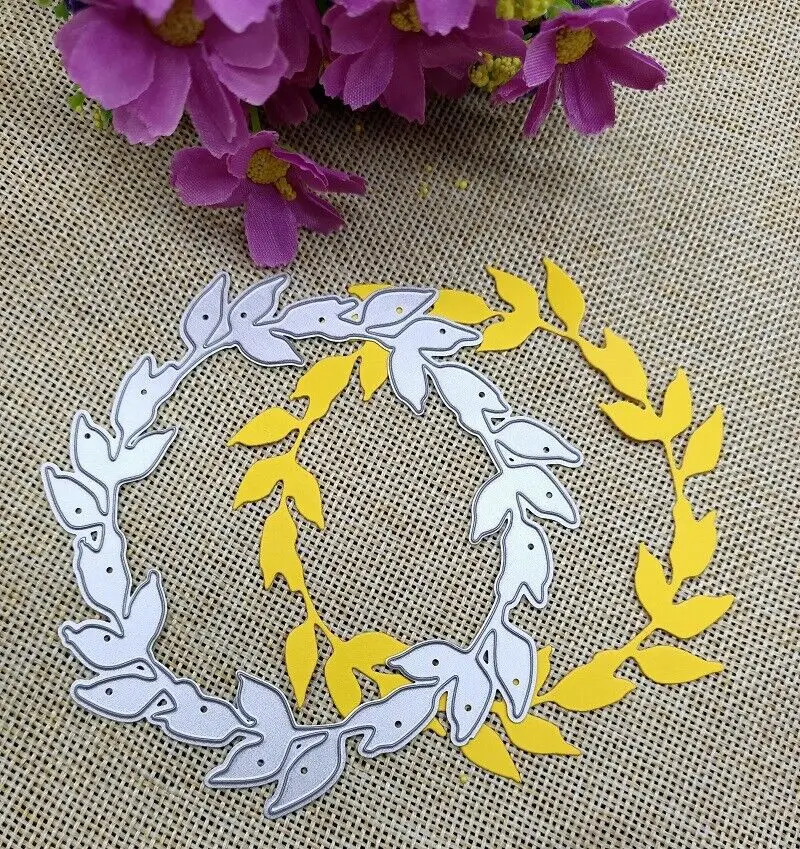 Leaf Wreath Metal Cutting Dies Stencil Scrapbooking Diy Album Stamp Paper Card Embossing Decor Craft Knife Mould