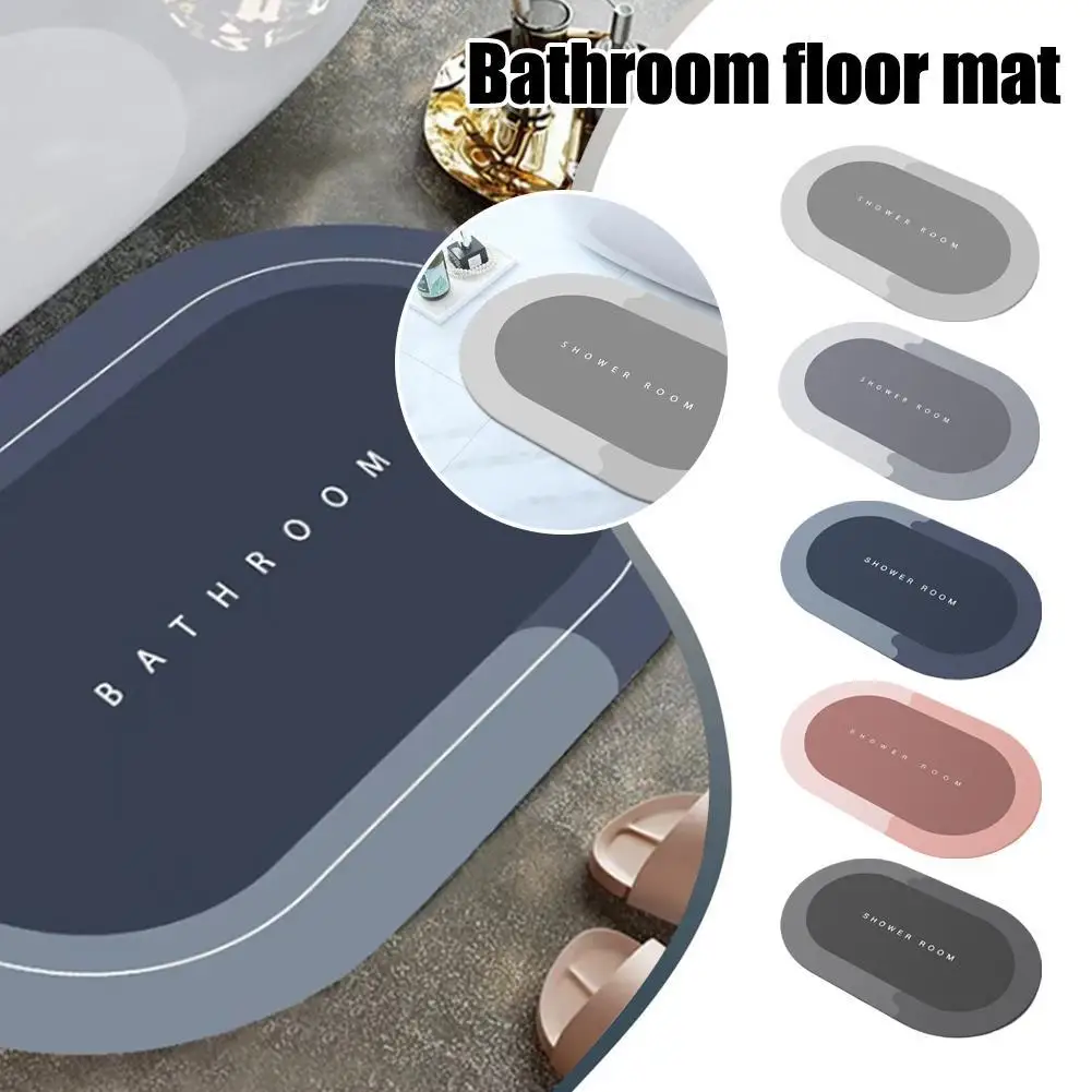 

Marble Oval Bath Mat Rubber Floor Mats Bathroom Toilet Drying Room Slip Carpet Door Rug Non Footpad Absorb Pad Shower Foot F8W1