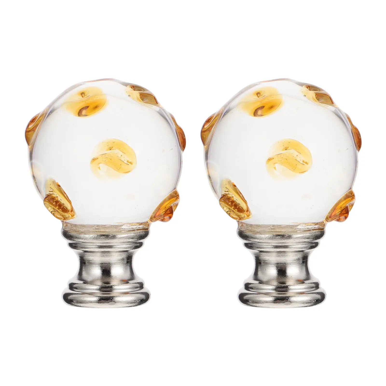 Transparent lamp finial for homeowners to keep lampshade stable, crystal and stainless steel 2 pcs yellow