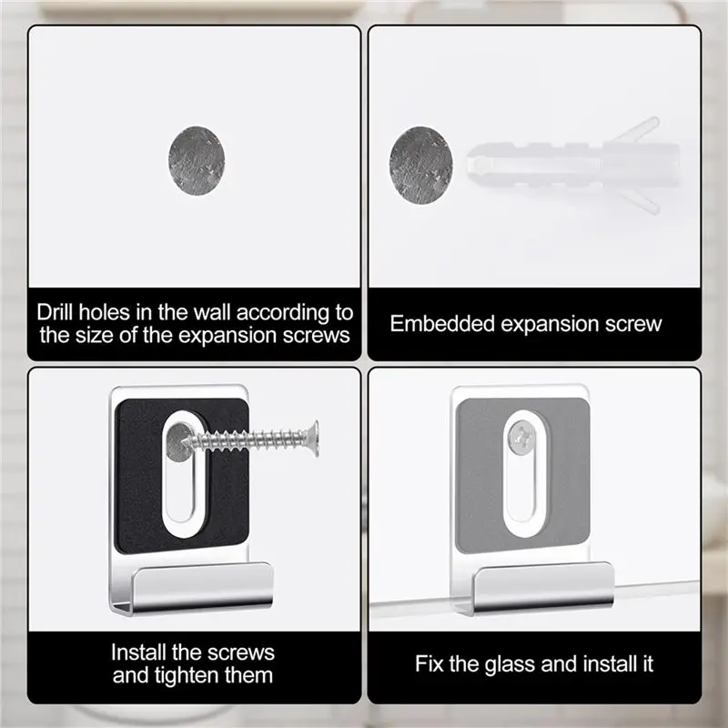 ABGE-24Pcs Metal Mirror Clips Holder Kit,Mirror Hanging Clips With Screw , For Wall Mounting, Frameless Mirror Tile Display