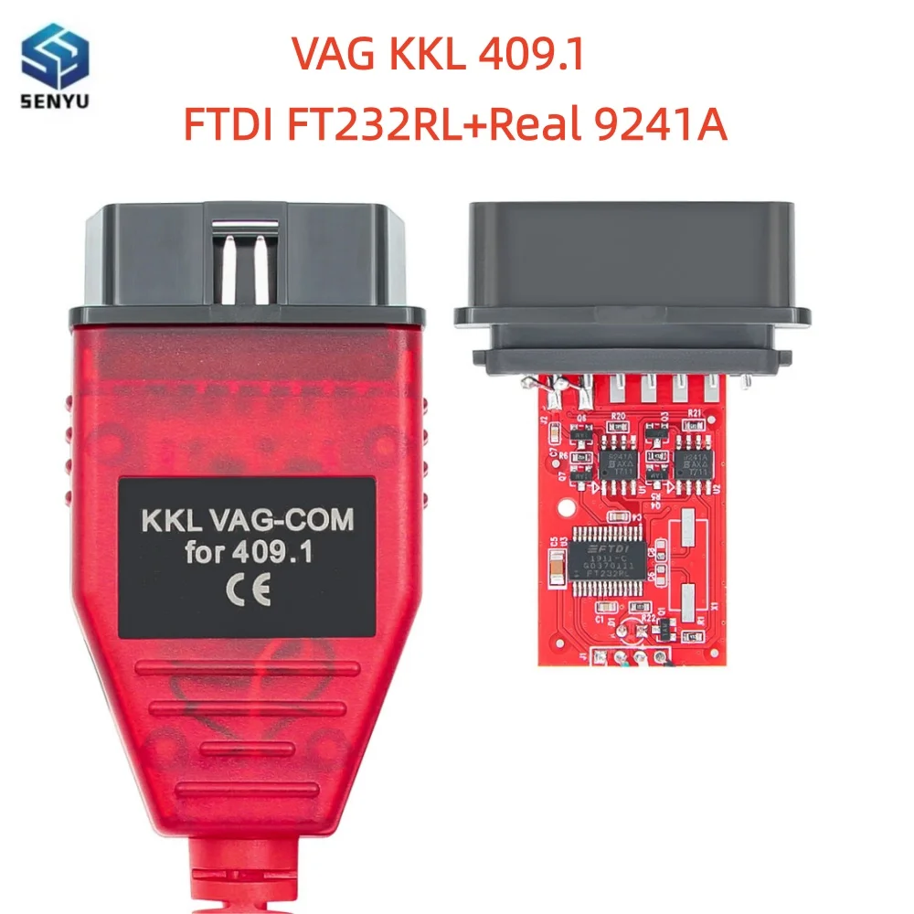 KKL 409 VAG 409.1 OBD2 Diagnostic Cable FTDI FT232RL 9241A K-Line Interface for VW for Audi for Skoda for Seat Cars USB Scanner
