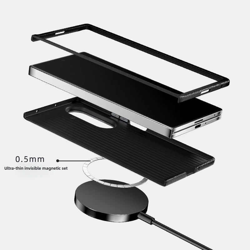 كيفلر Magsafe حافظة هاتف مغناطيسية لهاتف سامسونج جالاكسي Z Fold7 Z Fold6 Z Fold5 شحن لاسلكي من ألياف الكربون 6D حافظة هاتف الإغاثة