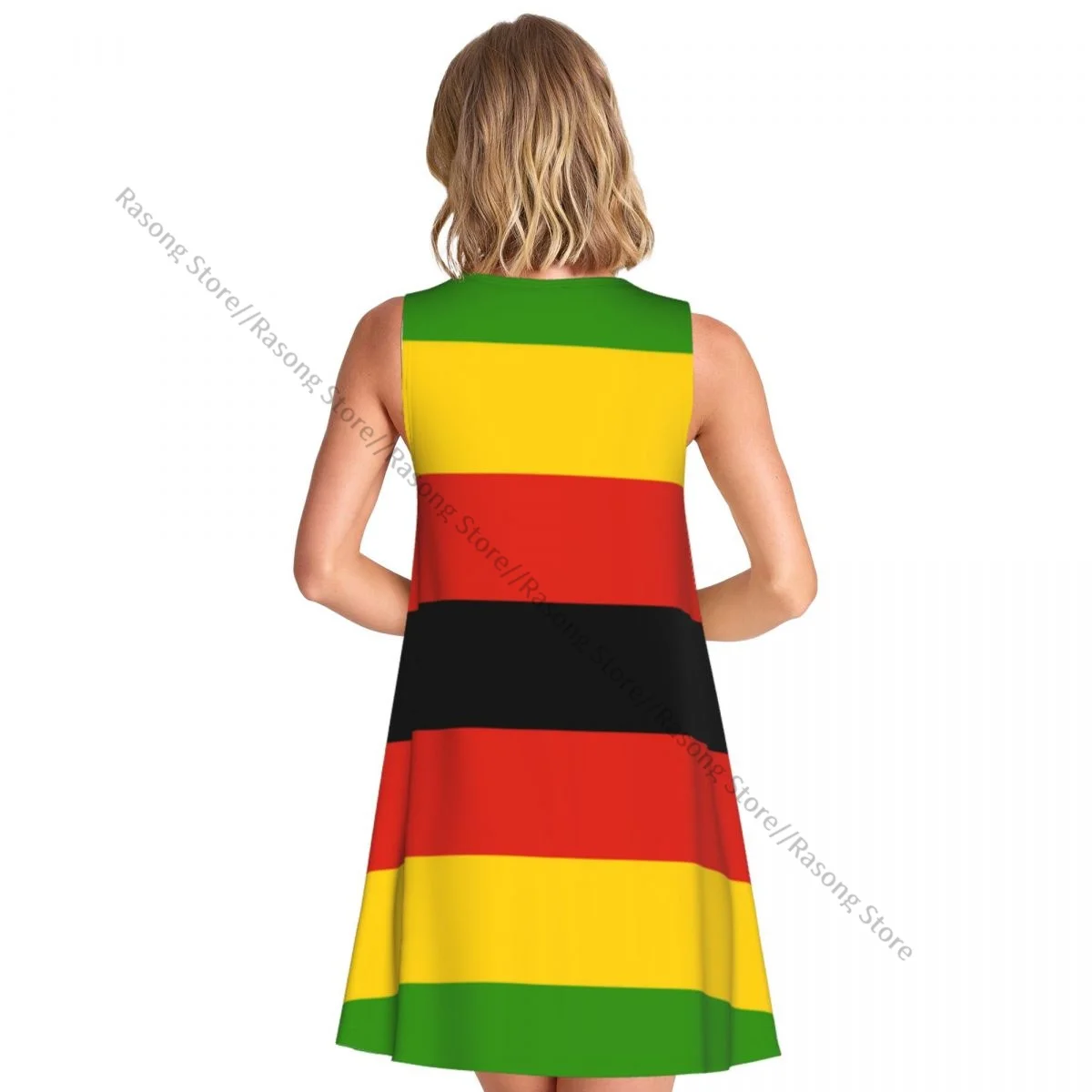 O cou sans manches au-dessus de la robe drapeau du Zimbabwe femmes décontracté genou robe femme robes Maxi