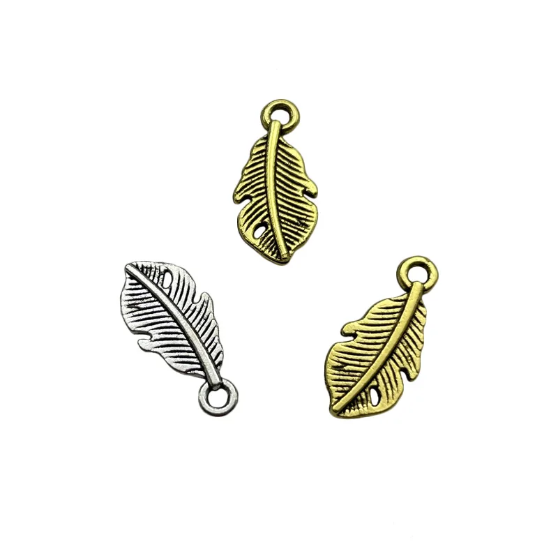 7*15mm Retro Style Mini Leaf Pendant Beaded Bracelet Necklace Earrings DIY Alloy Accessories Supplies Wholesale Tibetan Silver