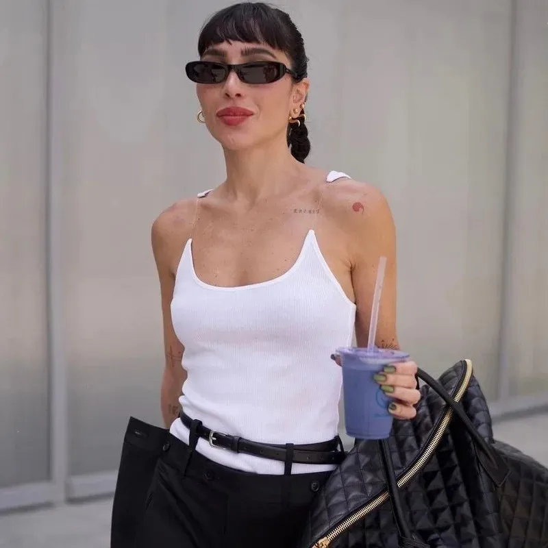Women's Sexy Transparent Invisible Straps Tank Top Camisole Tee New Slim-Fit U-Neck Vest Sleeveless See Through Suspender Vest