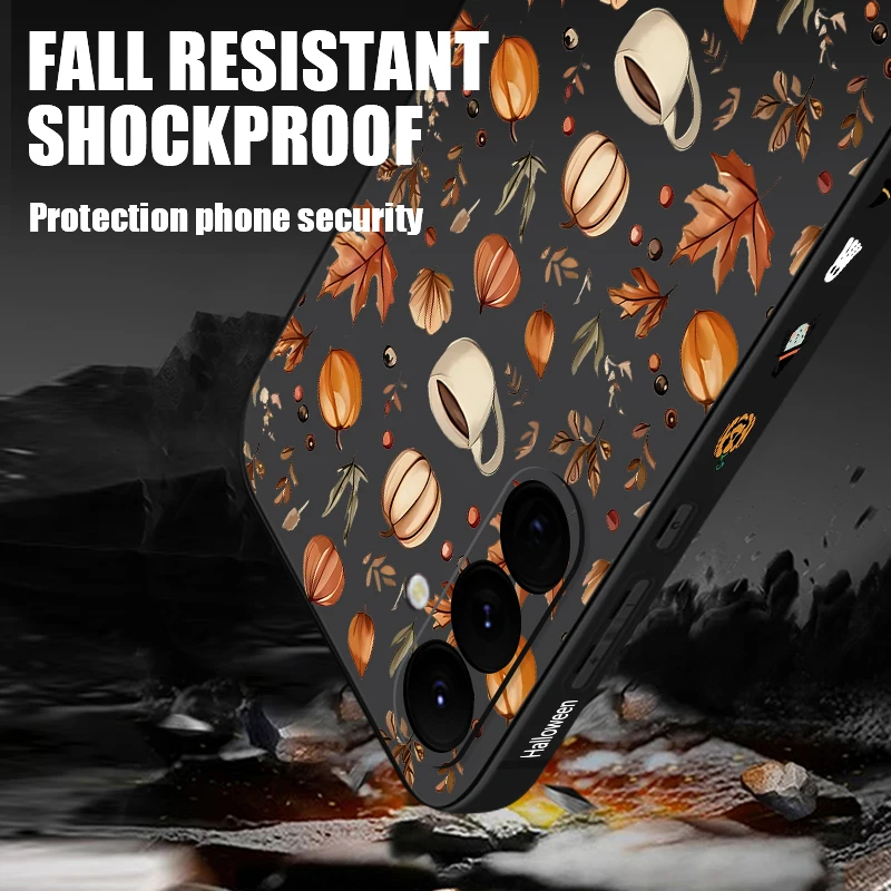 الخريف مابل ليف طباعة الحال بالنسبة لسامسونج غالاكسي S25 S24 FE S25 S22 S23 S24 الترا A17 A56 A55 A53 A54 A15 A16 A36 غطاء هاتف من البولي يوريثان #3