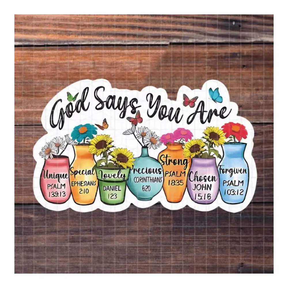 Floral Bible Verse Inspirational Multi-Pack Stickers For Laptop, Believers Decor