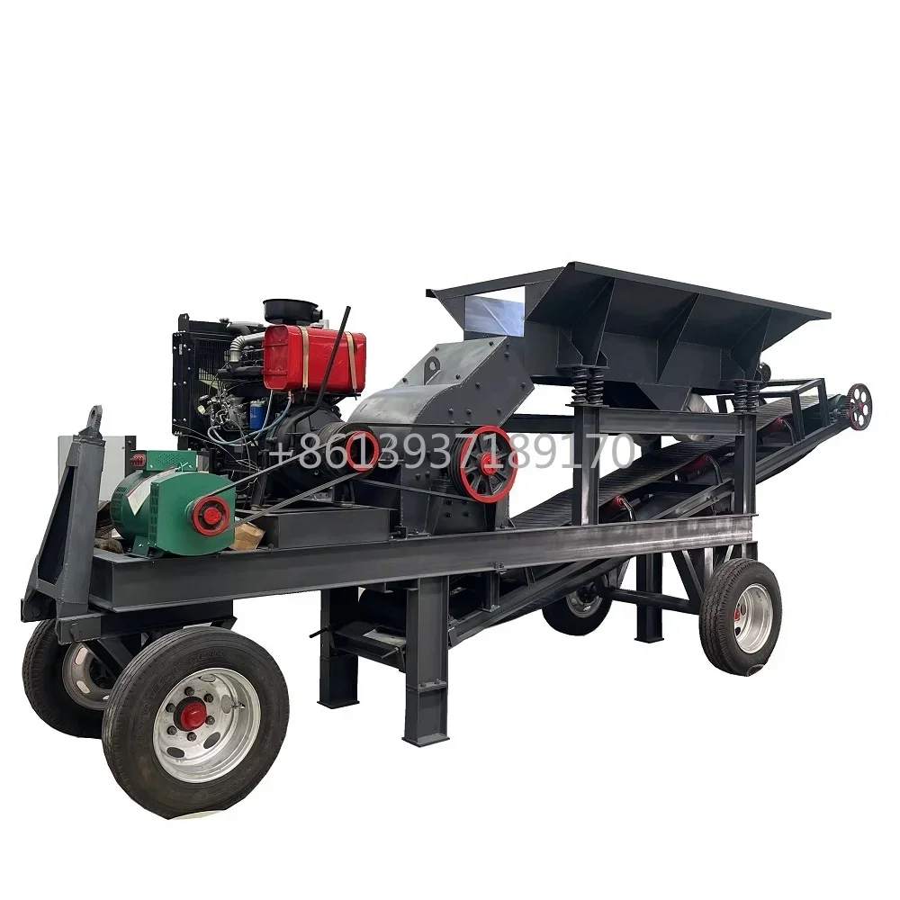 High Performance Construction Concrete Hammer Sand Maker Mobile Hammer Crusher with Feeder