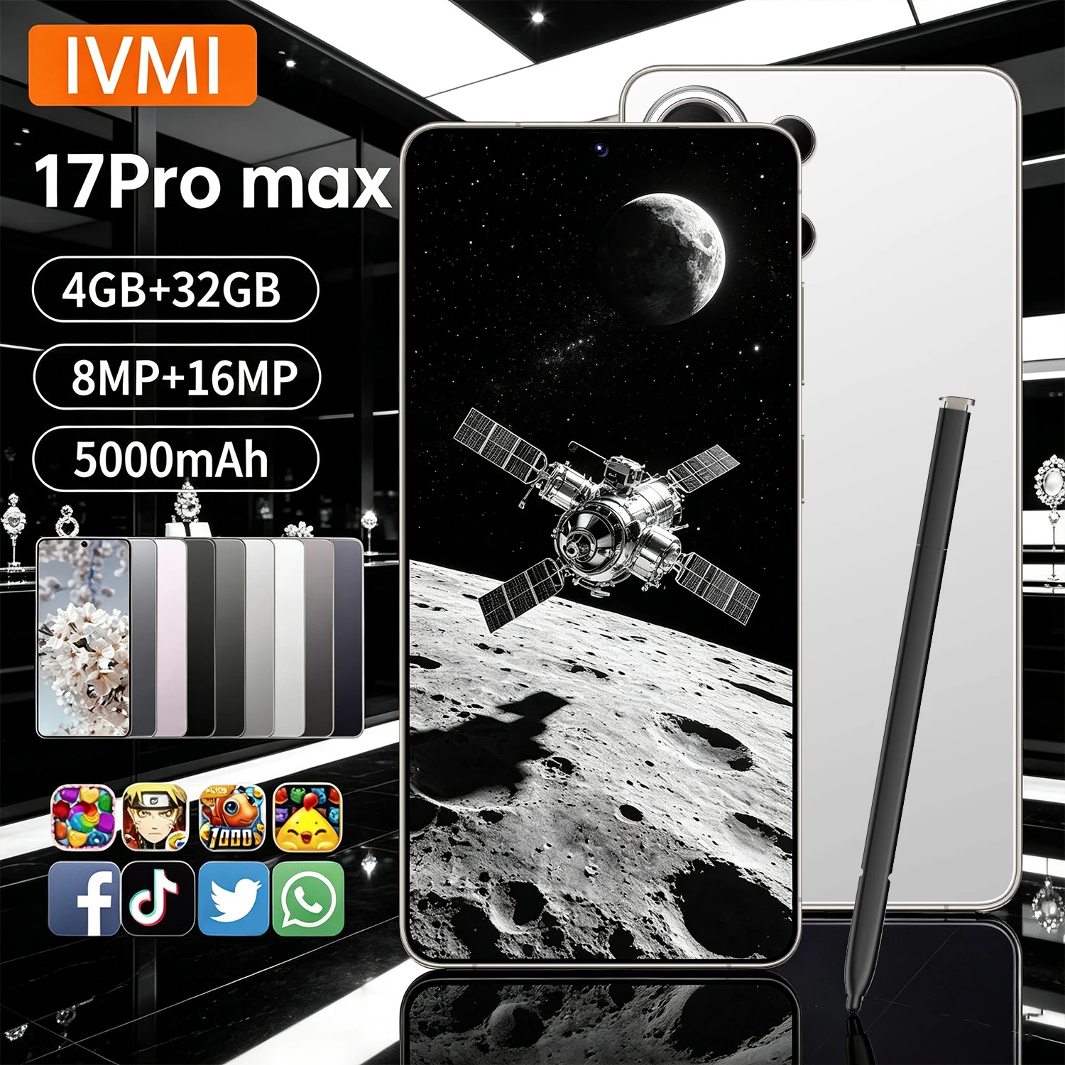 IVMI 17Pro Max Smartphone Android 6.9''4GB+32GB Face ID 4G Network WIFI Google Play Store Cheap Global Version Mobile CellPhones