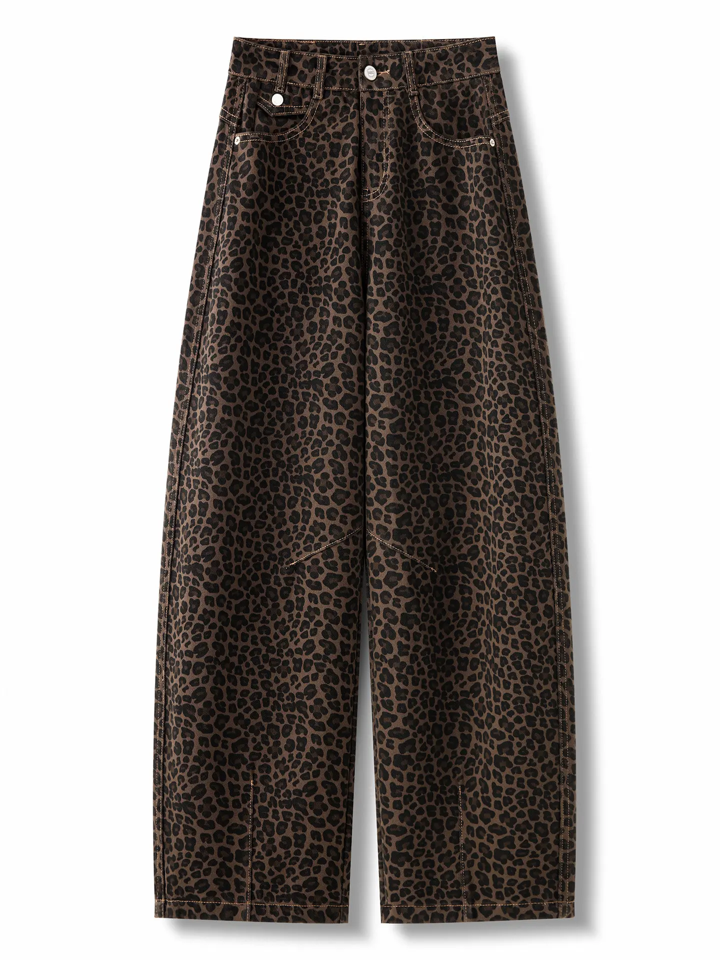 Retro Leopard Print High Waist Wide Leg Pants Women's Casual Straight Leg Trousers Slimming Loose Fit Autumn Fashion