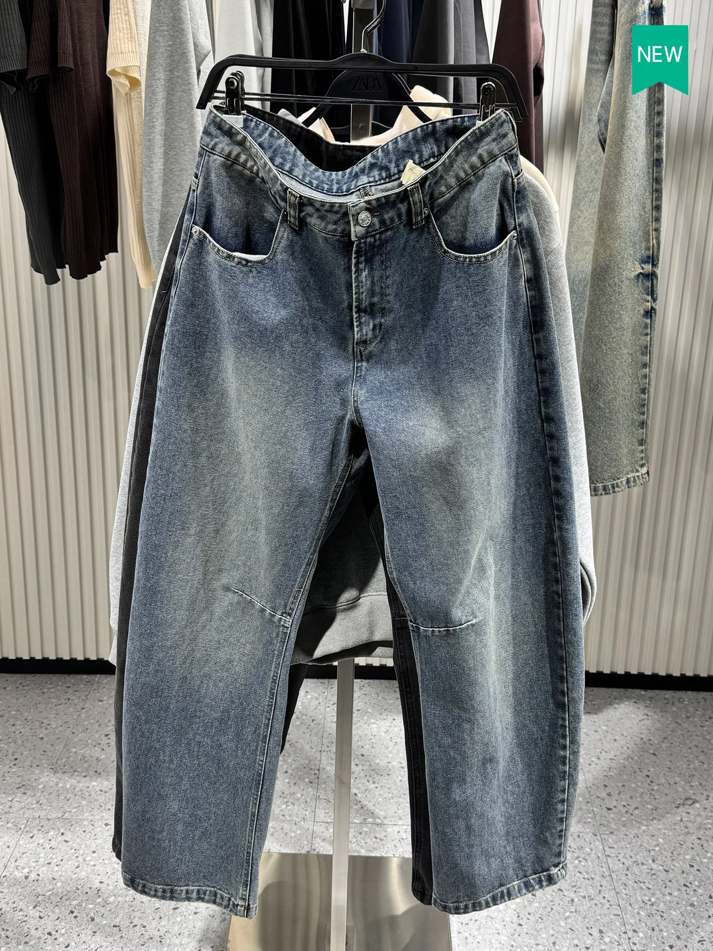 

New Men's Cotton Denim Jeans Waed Loose Tubular Jeans Knife Long Pants Retro Sle mid Waist Zipper Closure Four Seasons Wear