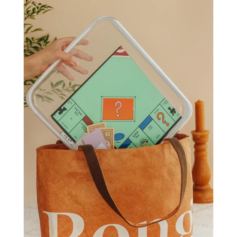 1 boîte de rangement rigide transparente avec fermeture à glissière - Organisateur de jeux de sociét